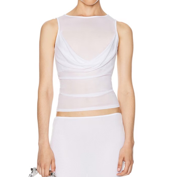 Helsa Tops - Helsa Sheer Knit Draped Top